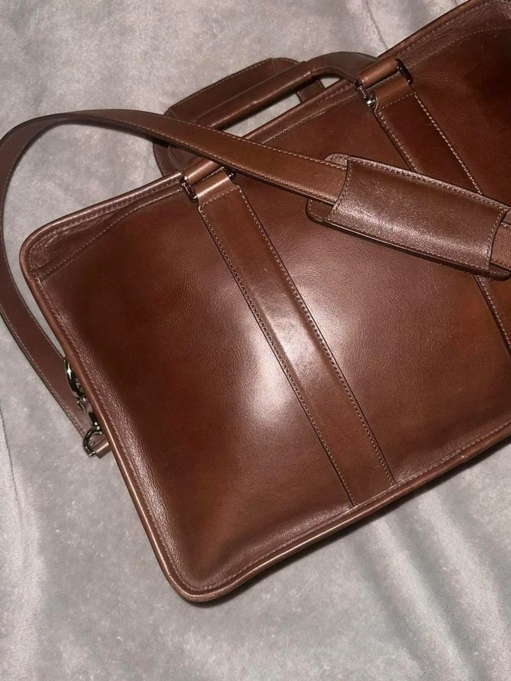 Coach Brown Leather Briefcase with Detachable Strap